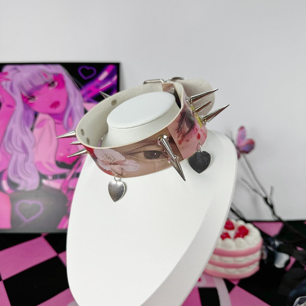 Punk Eyes Spike Heart Choker