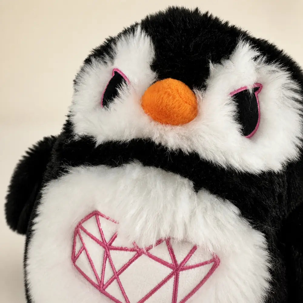 Punk Penguin Stuffed Animal - Face and Heart Detail