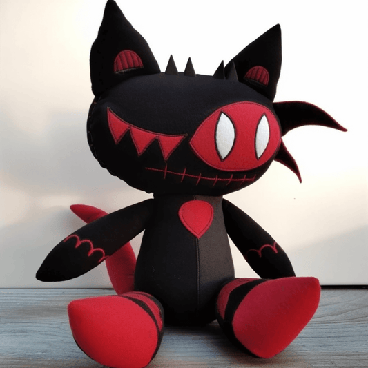 Black and red vampire funky cat stuffed animal PlushThis
