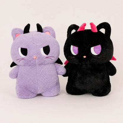 Purple and Black Devil Cat Plush Toys - Front View