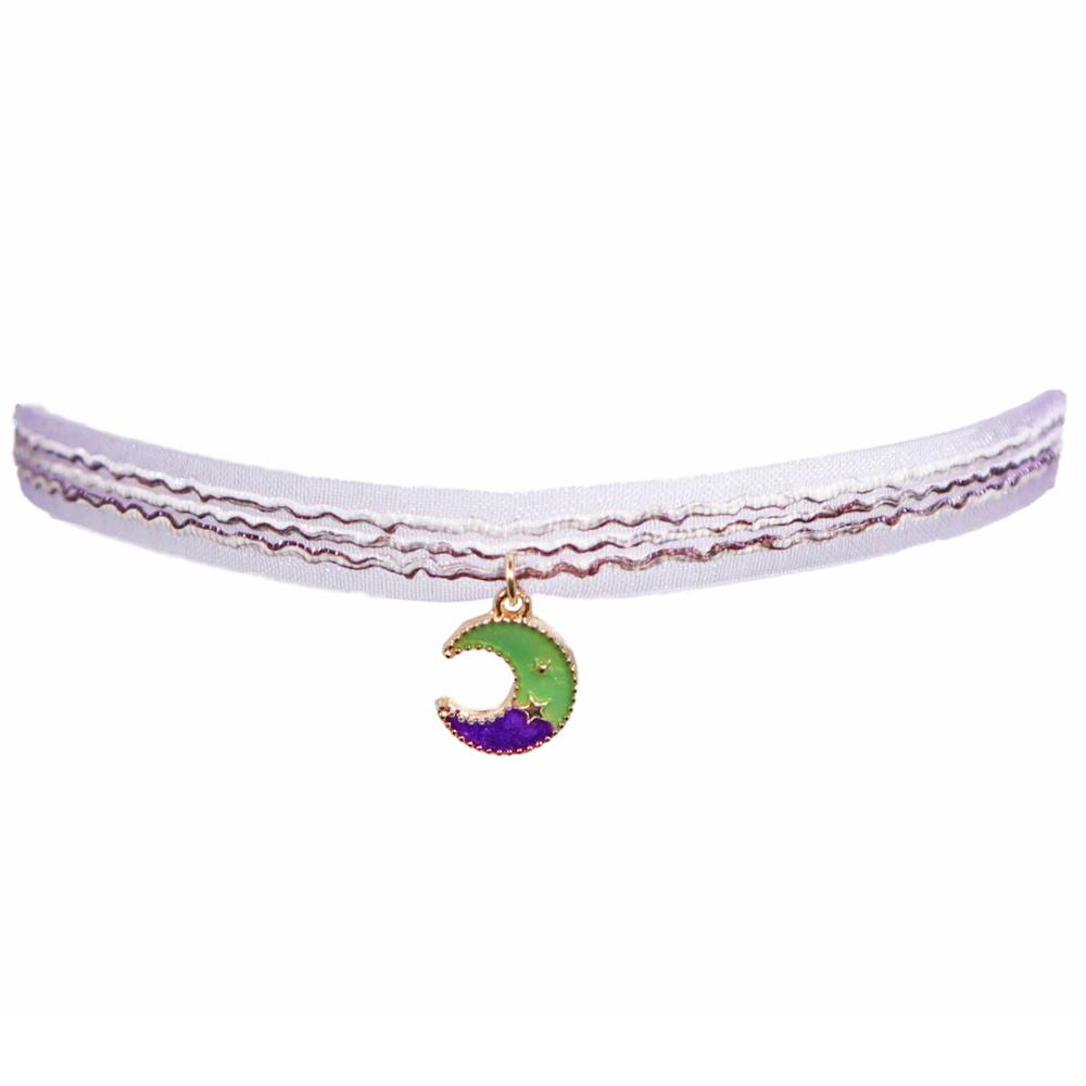 Cute Purple Velvet Cord Lace Ribbon Choker