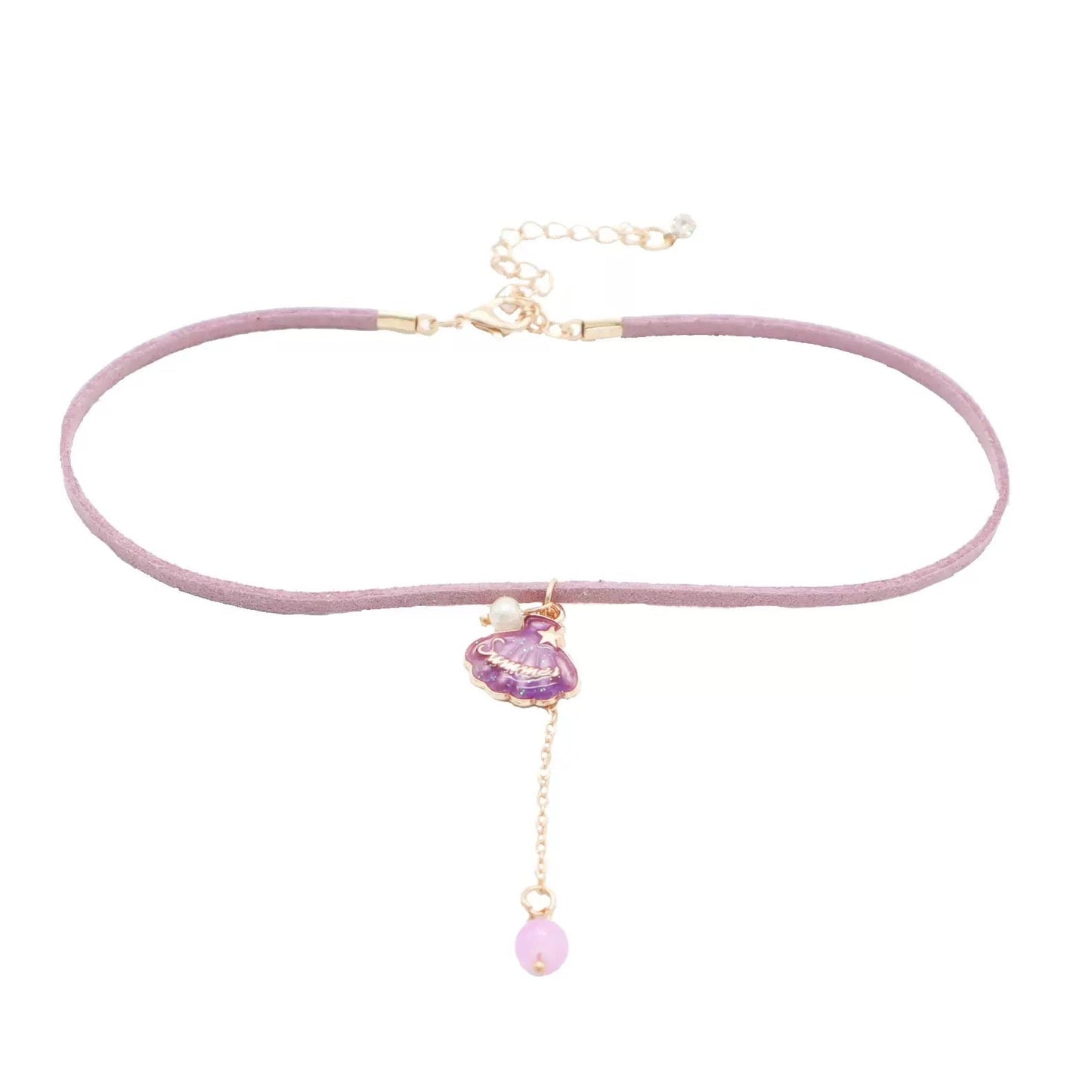 Cute Purple Velvet Cord Lace Ribbon Choker