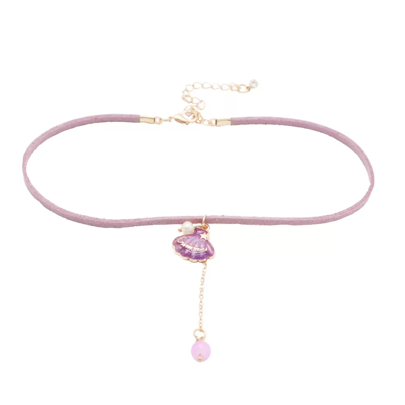 Cute Purple Velvet Cord Lace Ribbon Choker