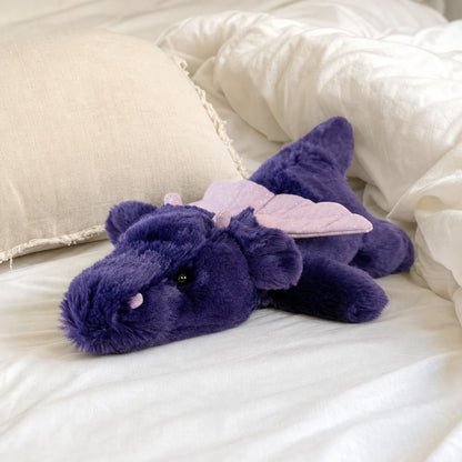 Dark Purple Dragon Plush in a Cozy Bedroom