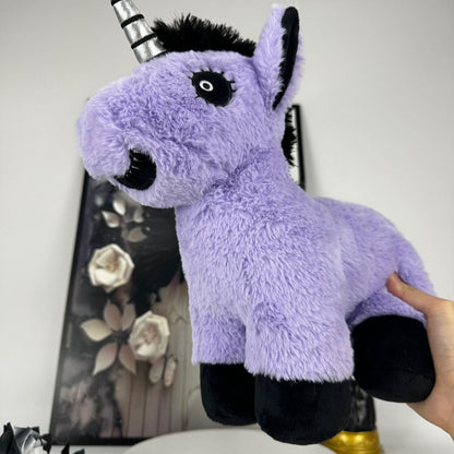 Goth Smirk Purple Unicorn Stuffed Animal