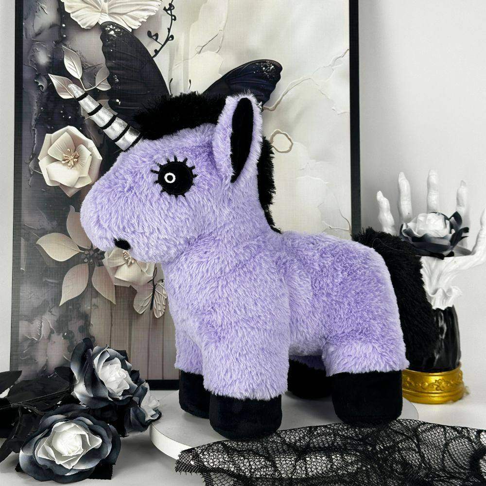 Goth Smirk Purple Unicorn Stuffed Animal
