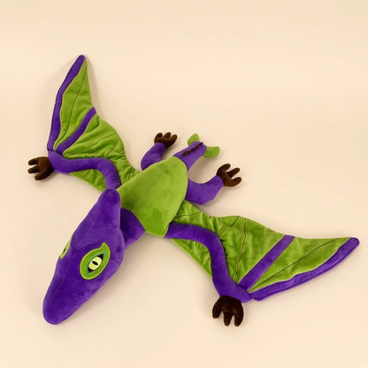 Purple Green Pterodactyl Plush Overhead Left View