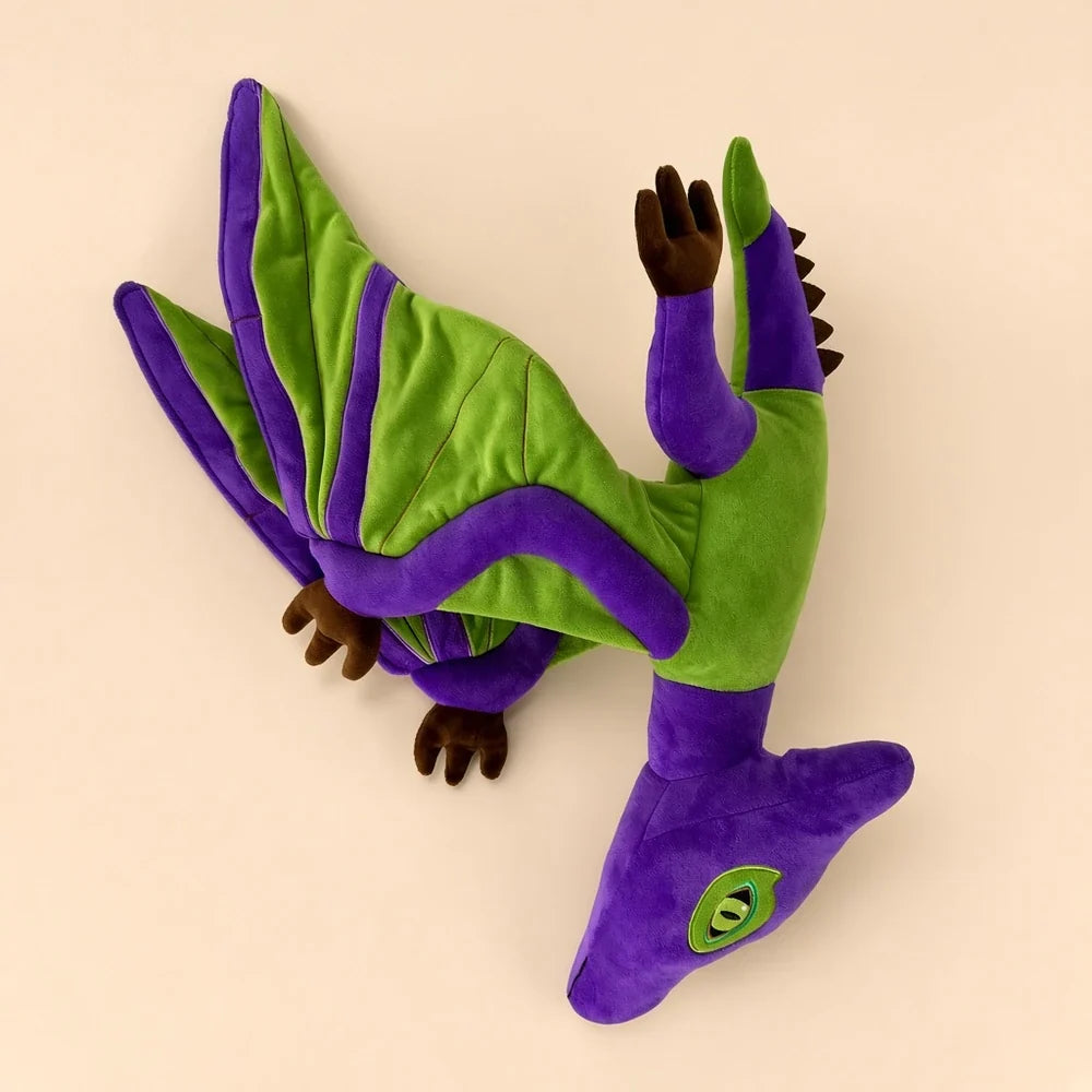 Purple Green Pterodactyl Plush Top Side View