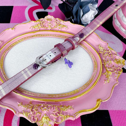 Cute Pastel Balloon Dog Heart Checkered Leather Choker