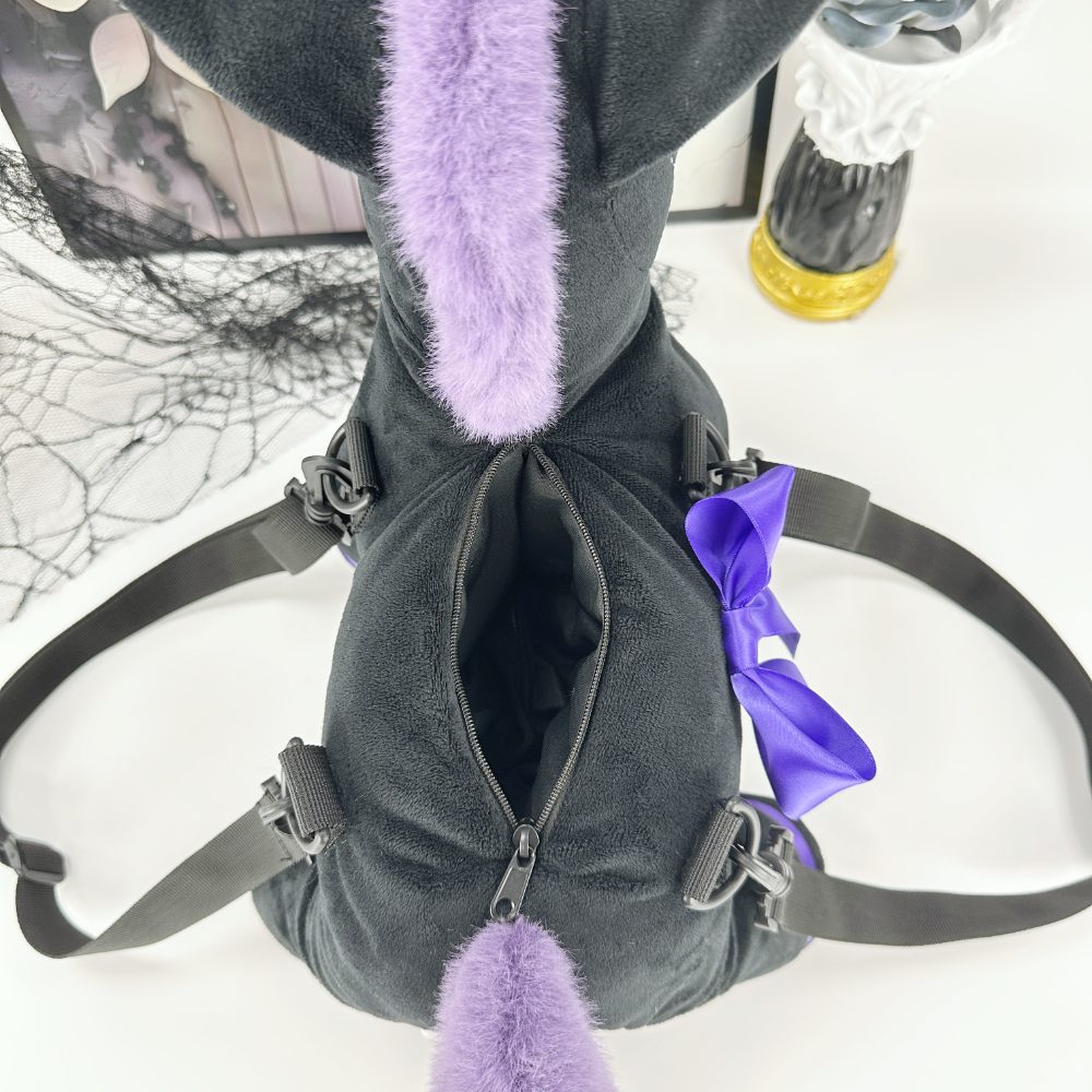 Goth Black and Purple Skeleton Unicorn Plush Bag