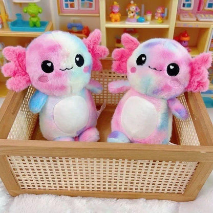 Rainbow Tie-Dye Axolotl Plush Toy 
