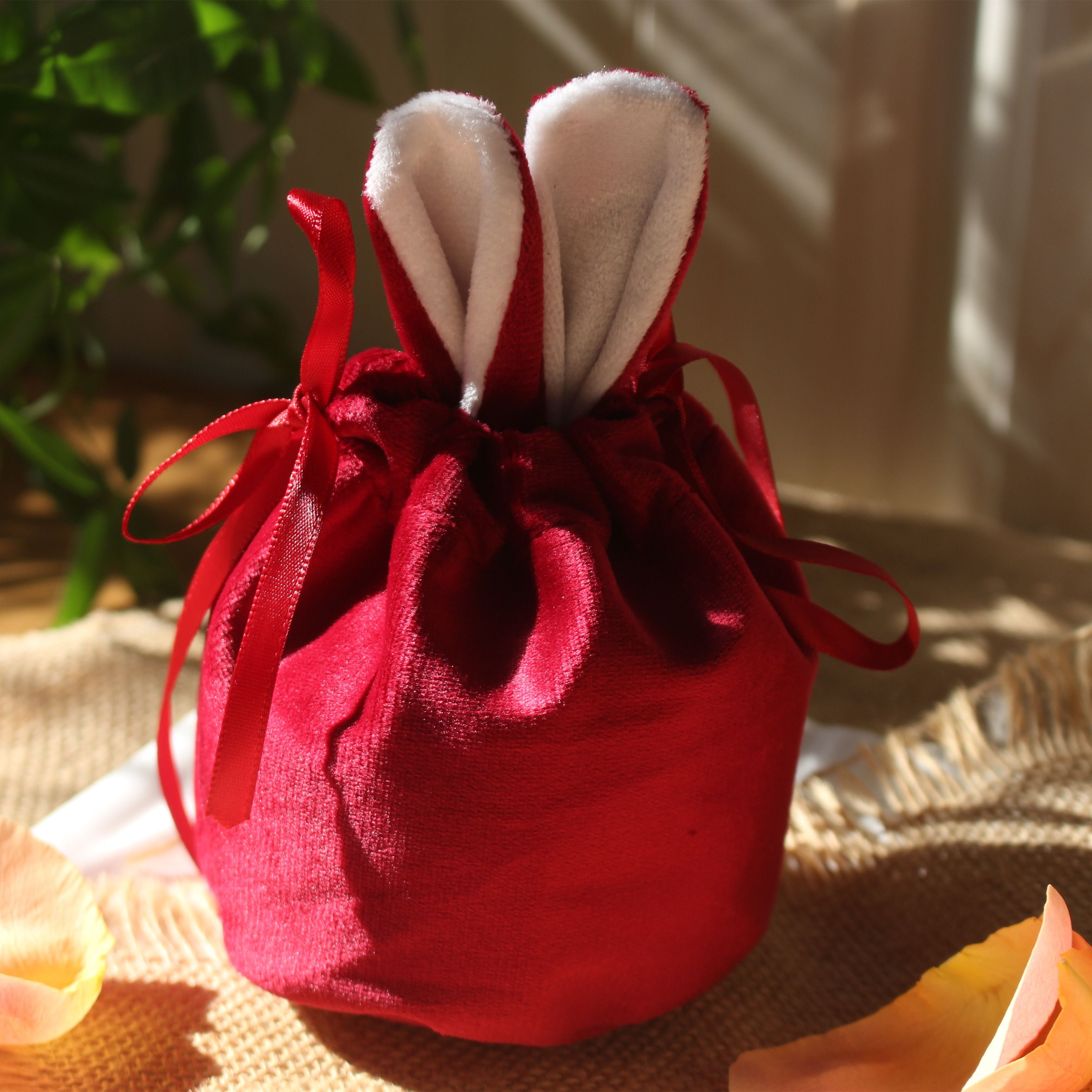 Pouch Bag Rabbit Multi-colored Plush Bunny Bag