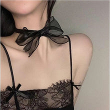 Cute Sheer Ribbon Velvet Black and Red Cord Choker