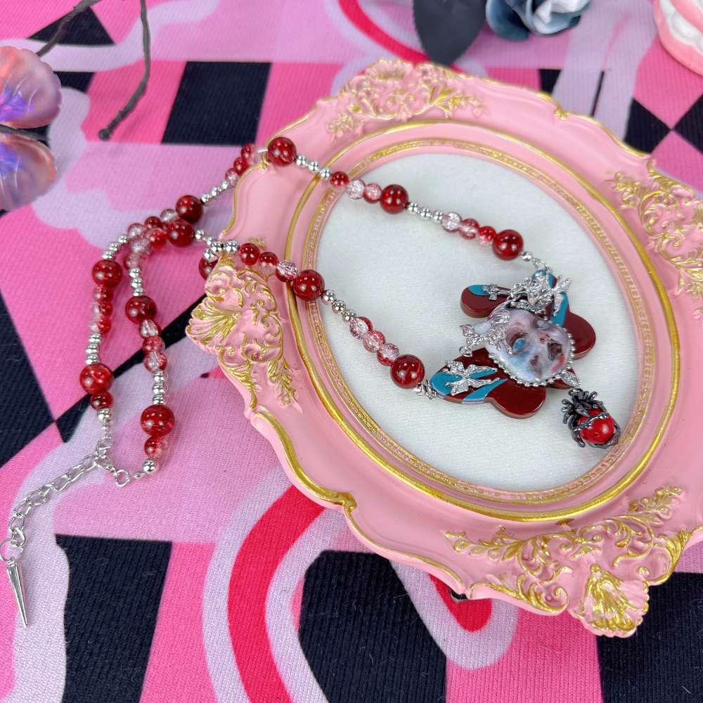 Gothic Doll Butterfly Red Choker