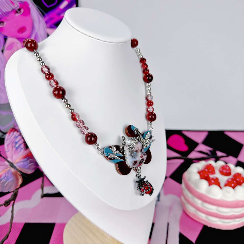 Gothic Doll Butterfly Red Choker