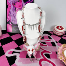 Gothic Horror Doll Head Wings Red Choker