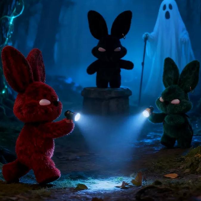 Goth Red Eyes Bunny Plush