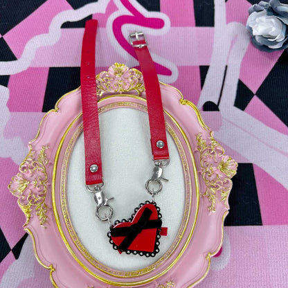 Cute Red and Black Heart Leather Choker