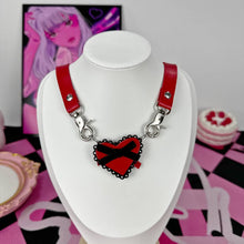 Cute Red and Black Heart Leather Choker