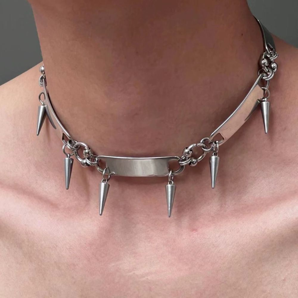 Punk Spike & Plate Metal Choker (Men's/Women's)