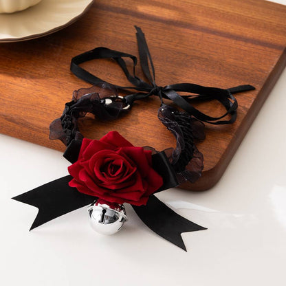 Rose Bell Ribbon Choker Lace