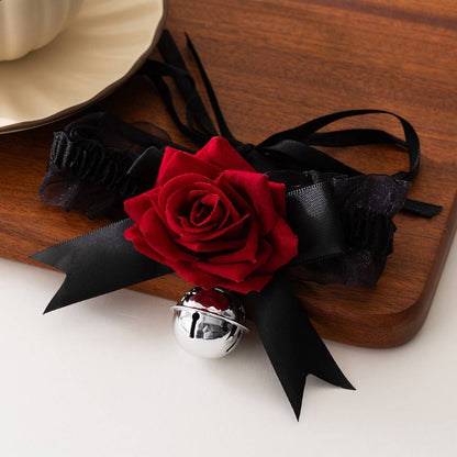 Rose Bell Ribbon Choker Lace