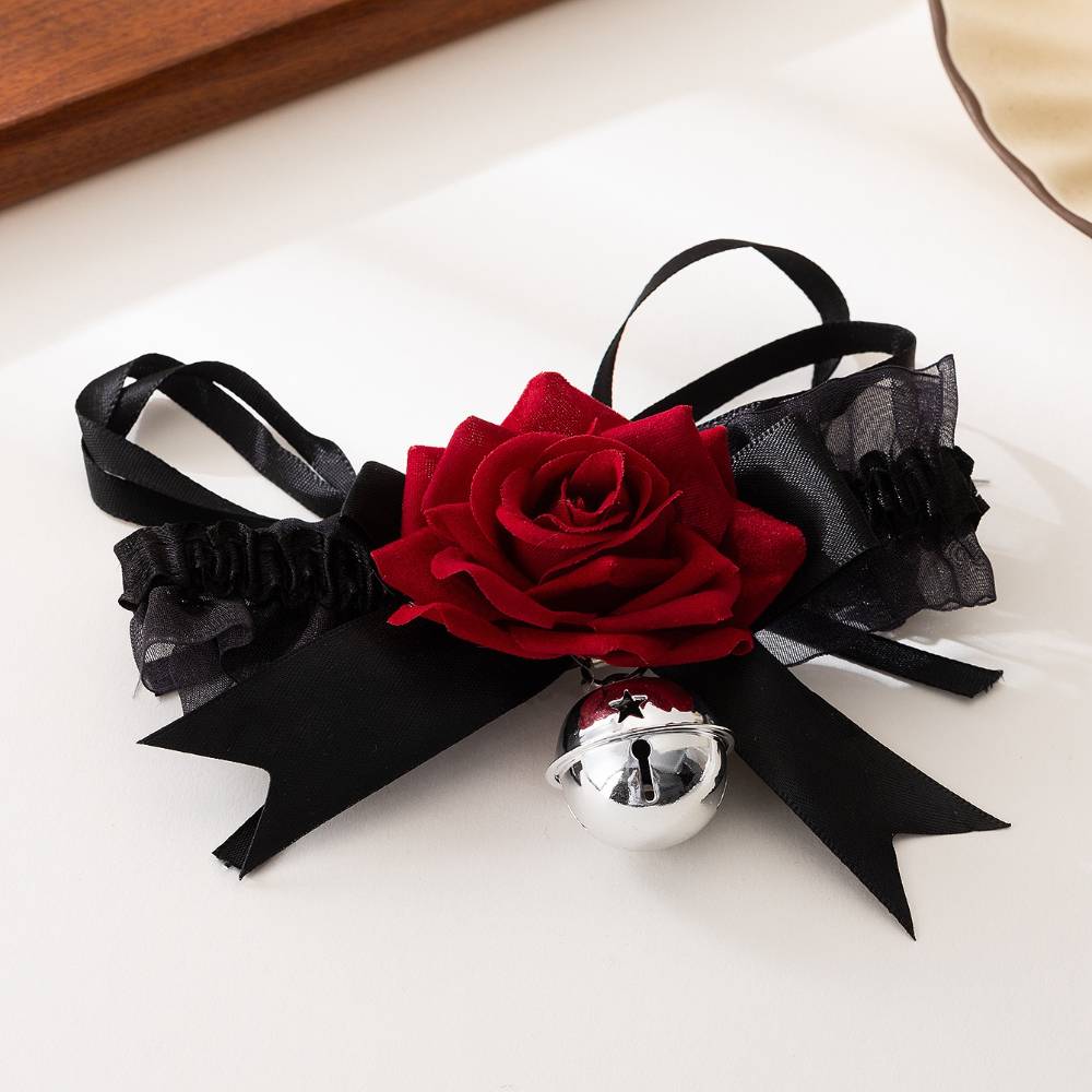 Rose Bell Ribbon Choker Lace