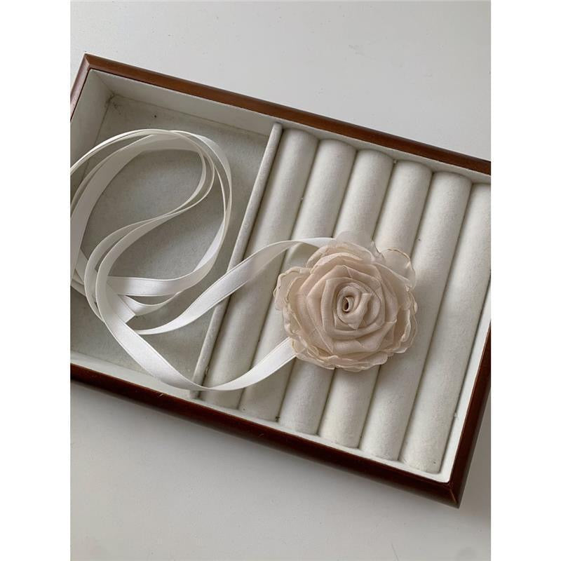 Multi-Color Rose Decoration Ribbon Cord Choker