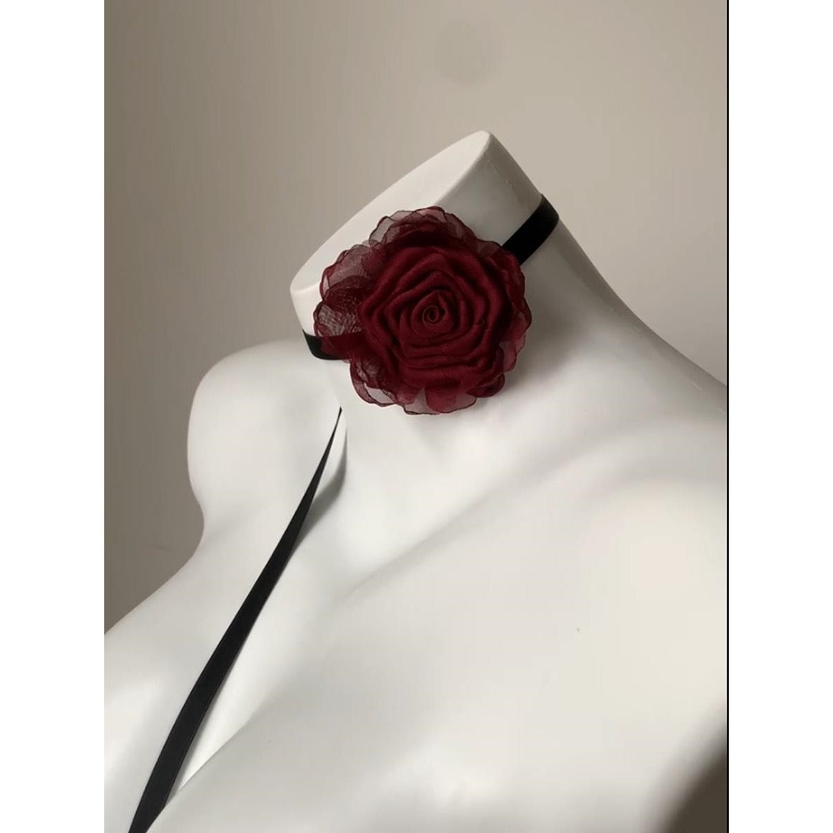 Multi-Color Rose Decoration Ribbon Cord Choker