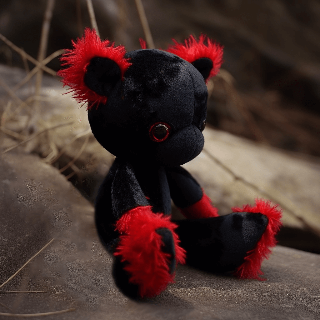 Dark envoy red and black bear scary stuffed animal PlushThis