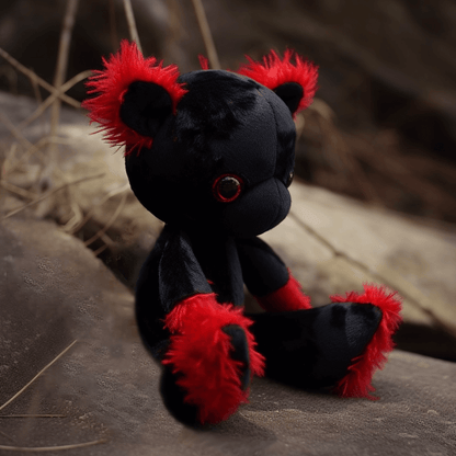 Dark envoy red and black bear scary stuffed animal PlushThis