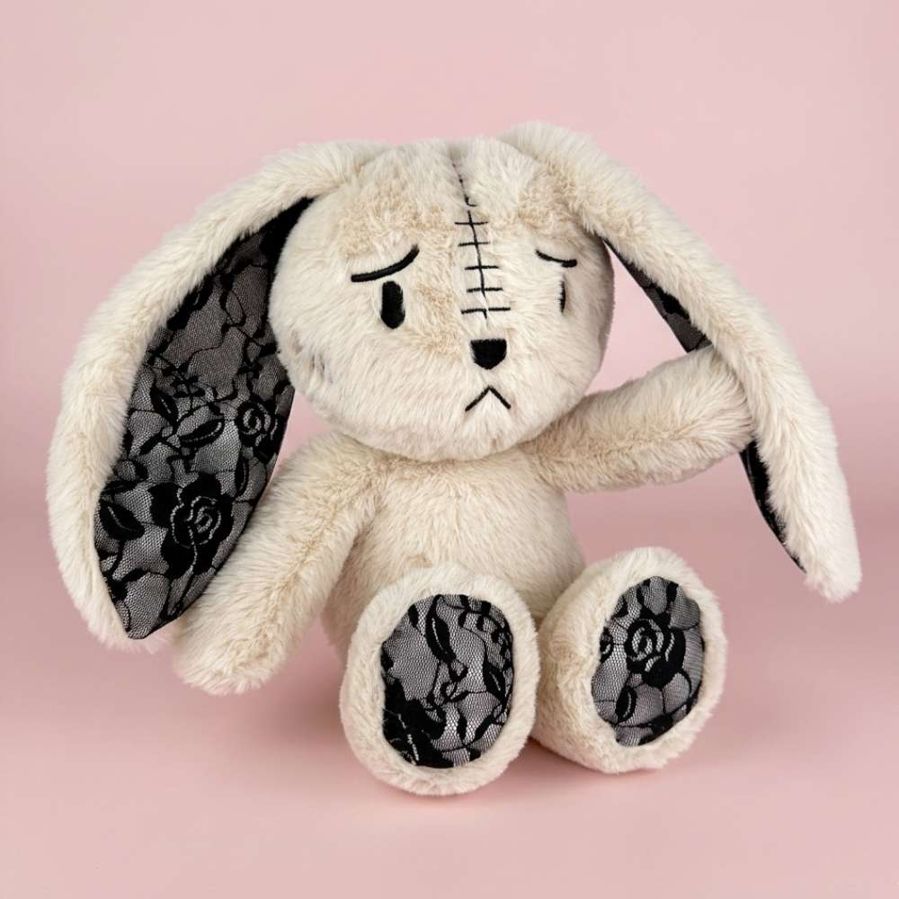 Emo Grey Bunny with Lace