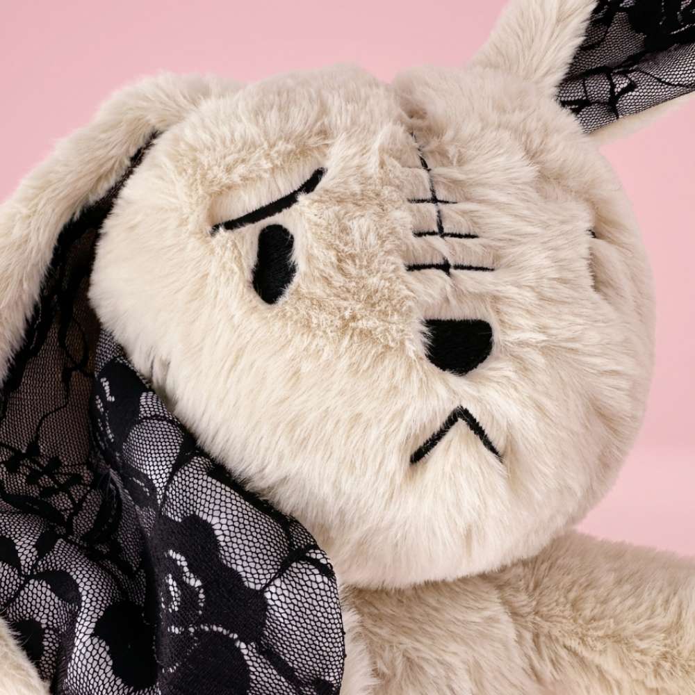 Emo Grey Bunny with Lace