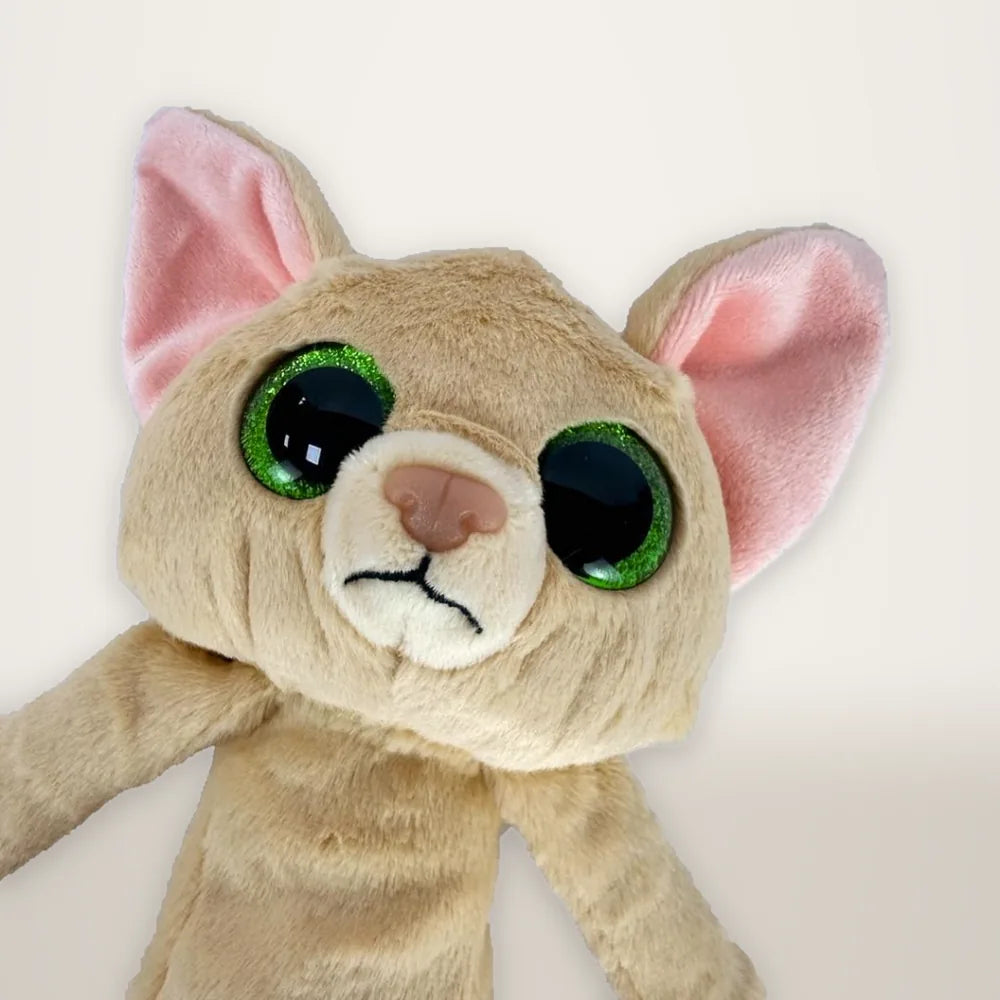 Sand Glitter Eye Cat Face Stuffed Animal