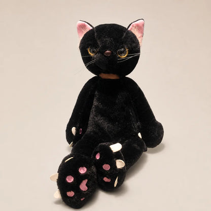Black Scowling Cat Plush – Front View