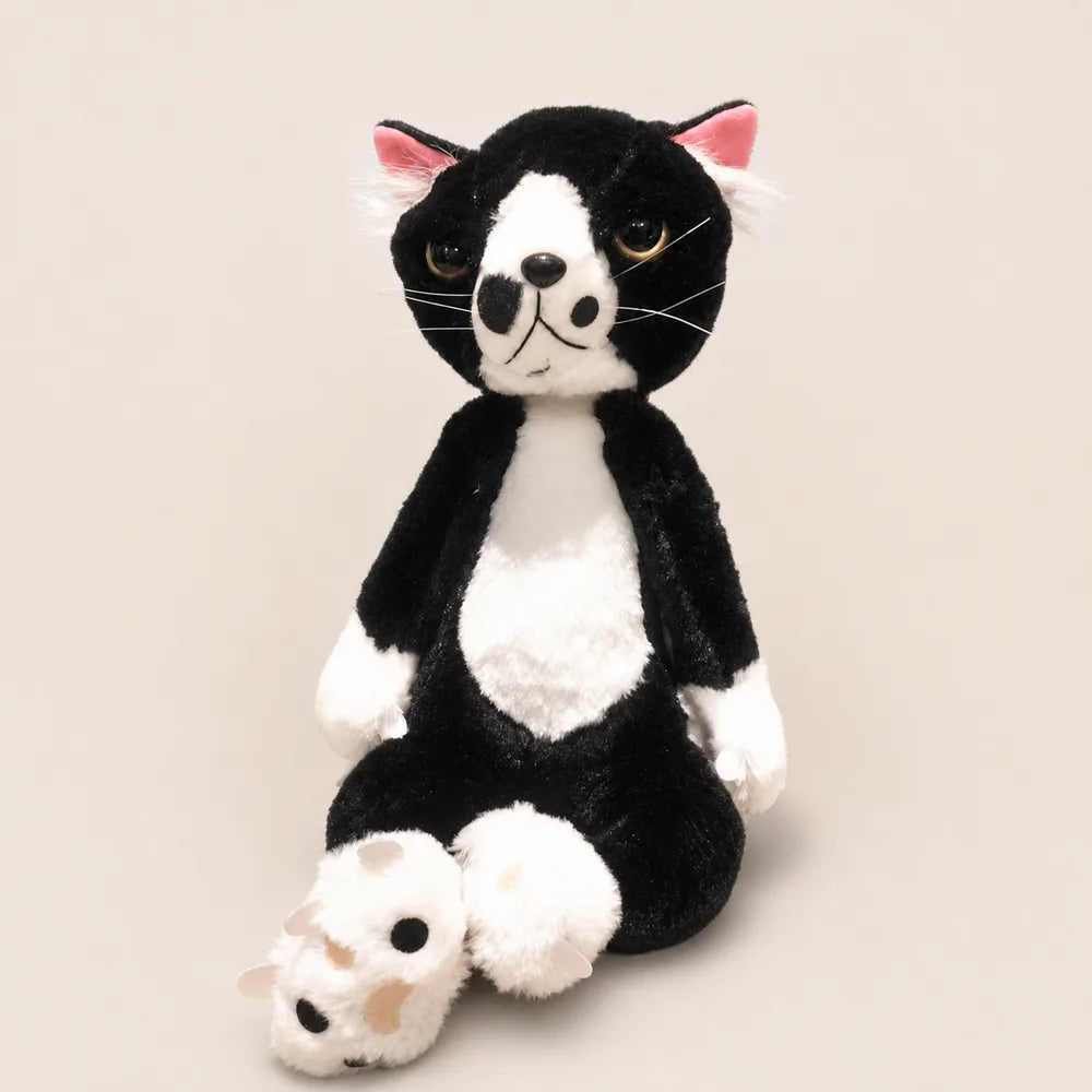Black and White Scowling Cat Plushes – Front View