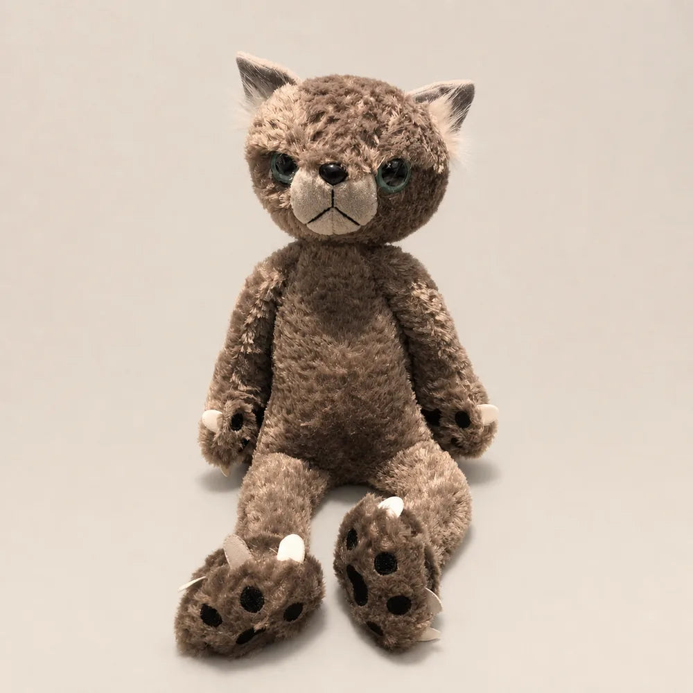 Gray Scowling Cat Plush – Front View