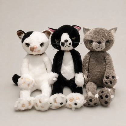 Black White and Gray Scowling Cat Plushes – Color Options