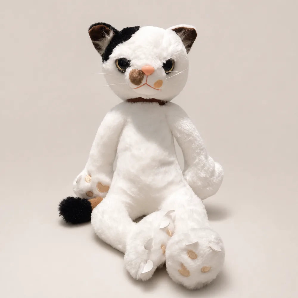 White Scowling Cat Plush – Front View