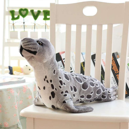 Seal realistic plush grey