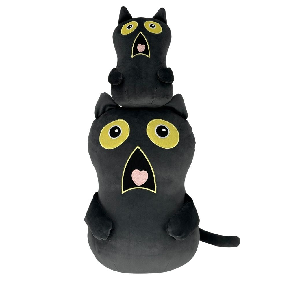 Kawaii Dark Black Cat Shocked Expression