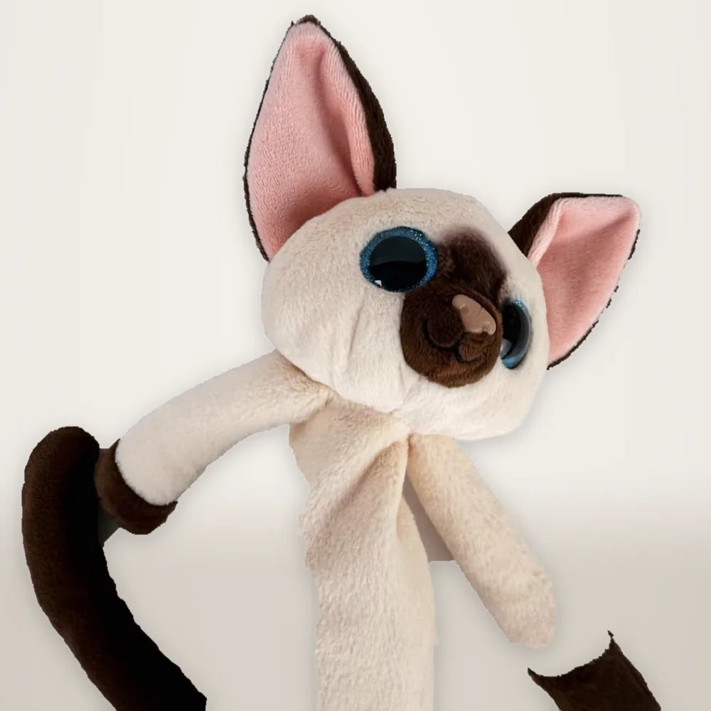 Siamese Glitter Eye Cat Face Stuffed Animal
