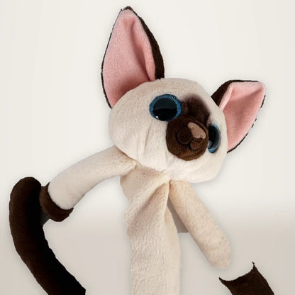 Siamese Glitter Eye Cat Face Stuffed Animal
