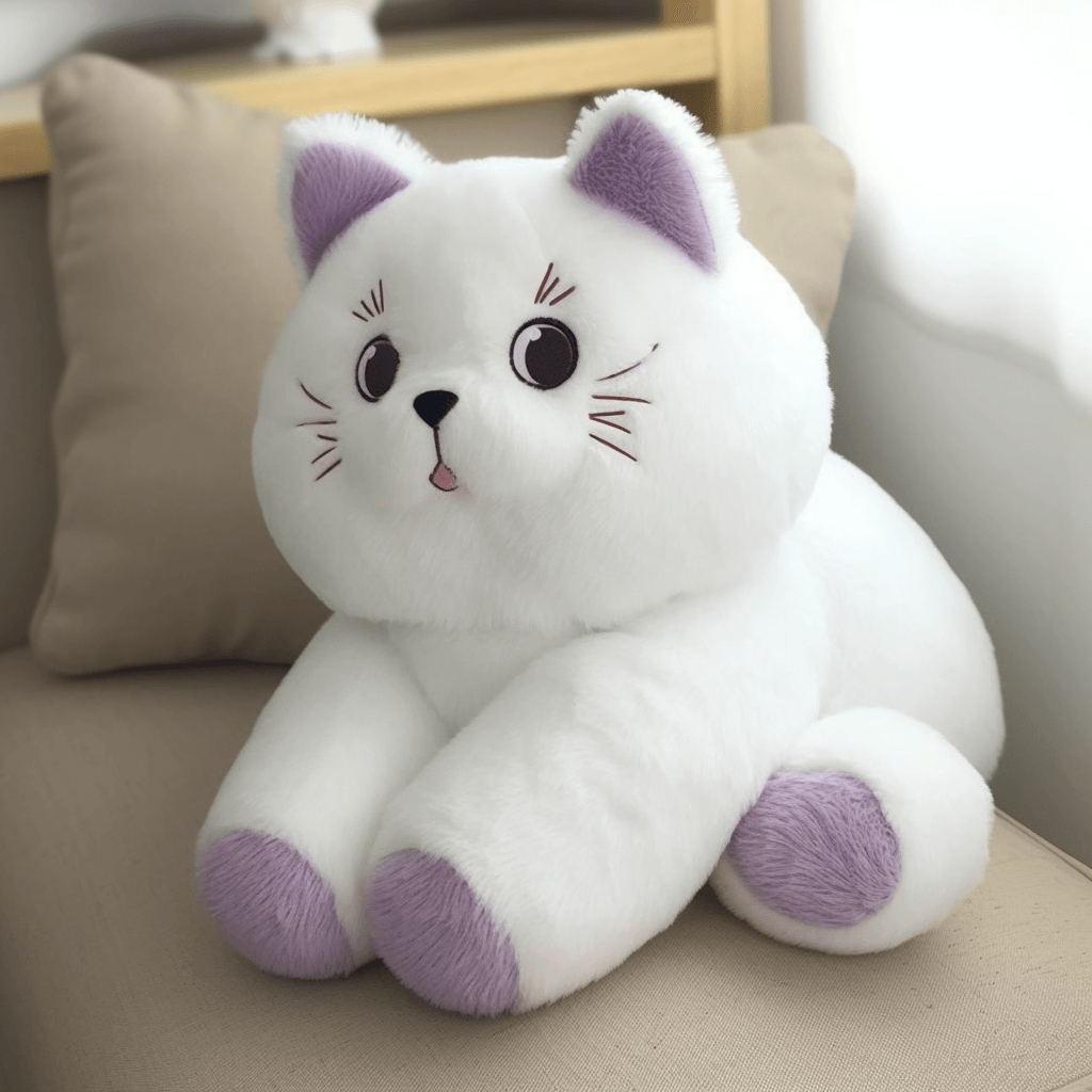 Kawaii Curious White Cat Plush - PlushThis
