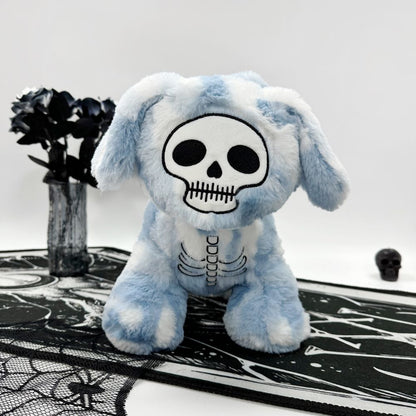 Blue Goth Skeleton Puppy Plush Handbag