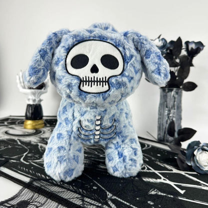 A Blue Skeleton Dog Plush Bag