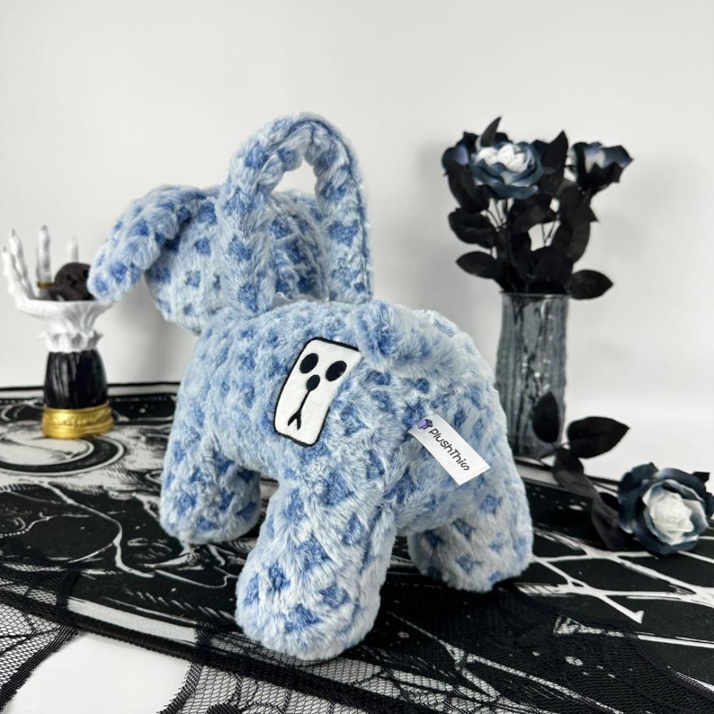 A Blue Skeleton Dog Plush Bag