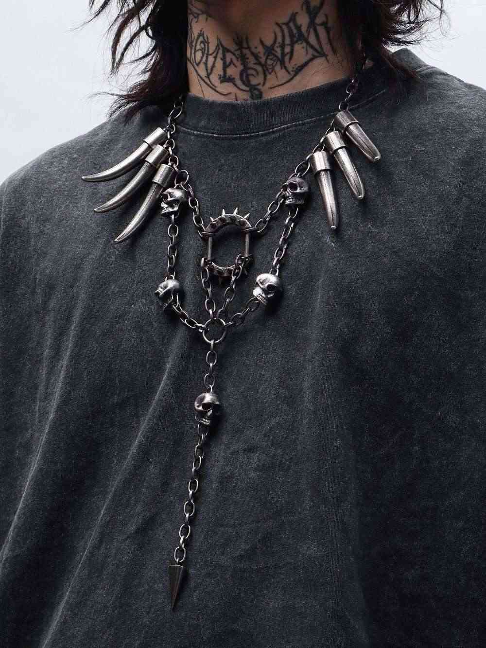 Punk Skull & Horn Metal Men's Choker