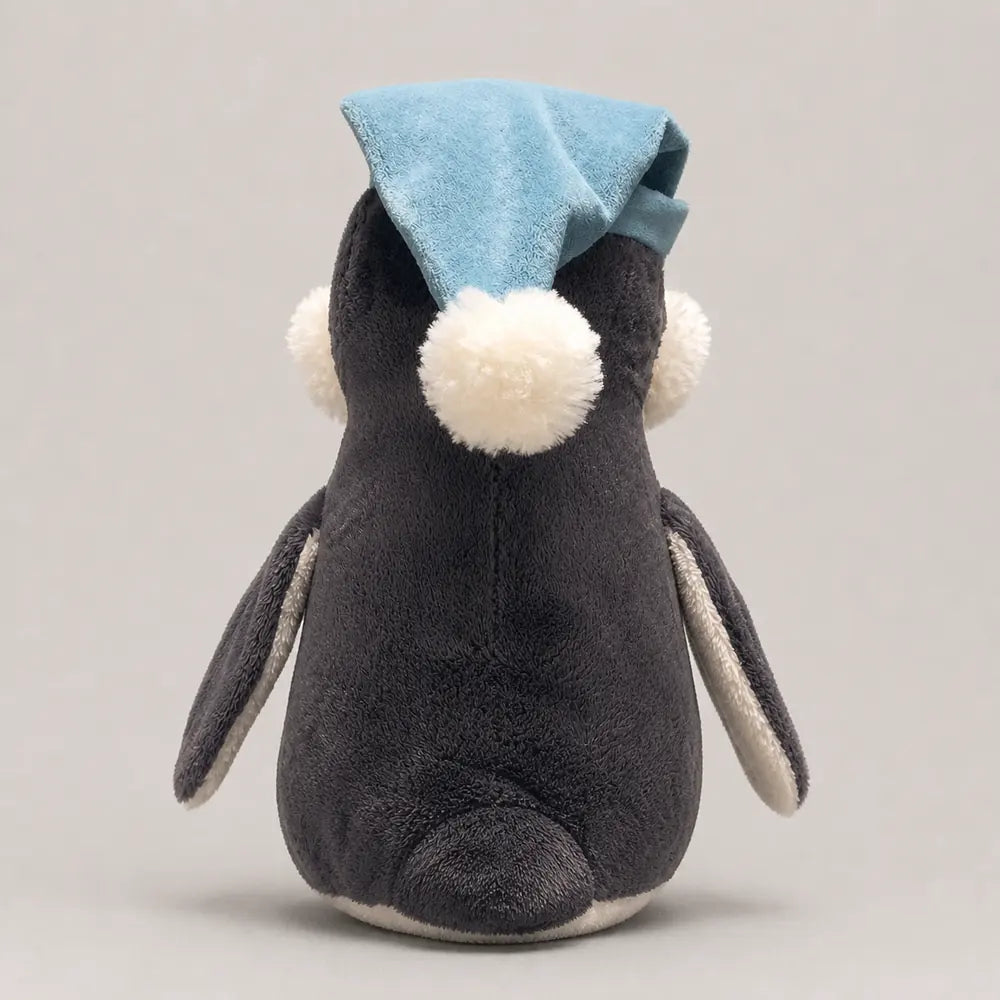Blue Sleep Cap Penguin Plush Toy - Back View