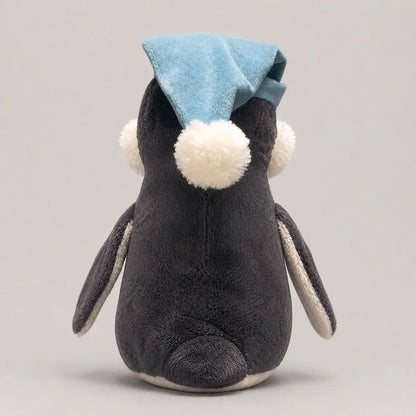 Blue Sleep Cap Penguin Plush Toy - Back View